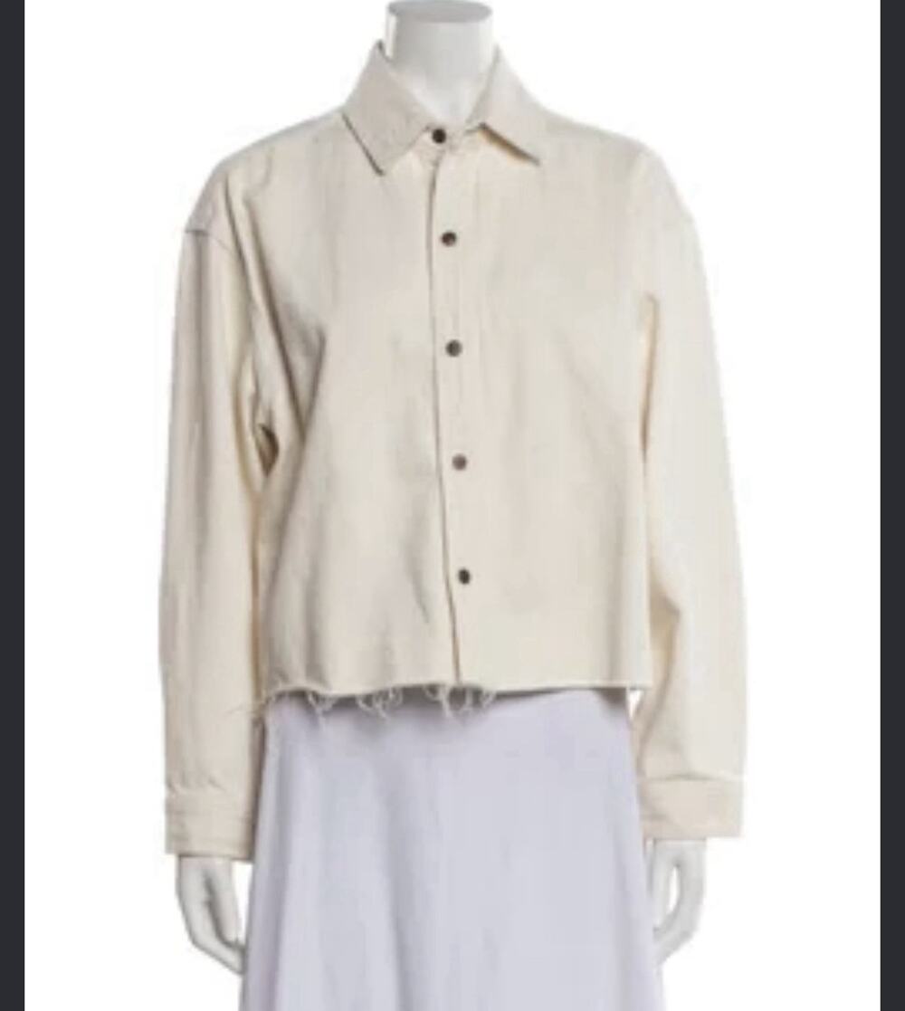rag & bone Cropped Oversized Cotton Shirt Cream XS